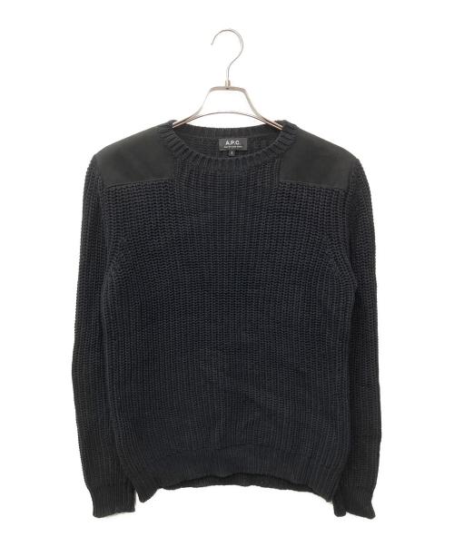 A.P.C.（アーペーセー）A.P.C. (アーペーセー) ショルダーパッチニット ブラック サイズ:Ｓの古着・服飾アイテム