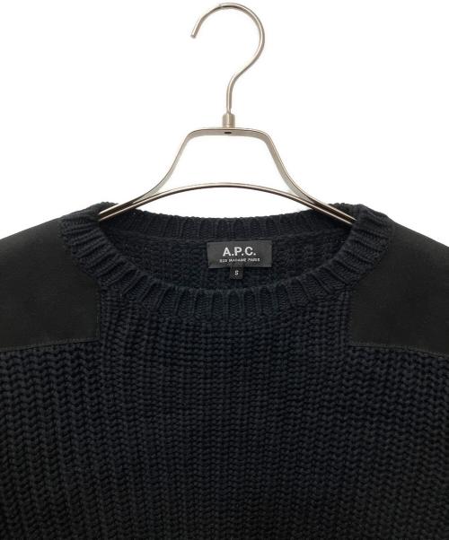 A.P.C.（アーペーセー）A.P.C. (アーペーセー) ショルダーパッチニット ブラック サイズ:Ｓの古着・服飾アイテム