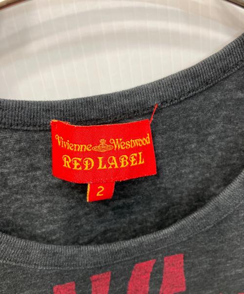 Vivienne Westwood RED LABEL（ヴィヴィアンウエストウッドレッドレーベル）Vivienne Westwood RED LABEL (ヴィヴィアンウエストウッドレッドレーベル) リネン混プリントTシャツ グレー サイズ:2の古着・服飾アイテム