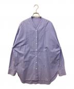 CITYSHOPシティショップ）の古着「ノーカラーロングシャツ」｜パープル