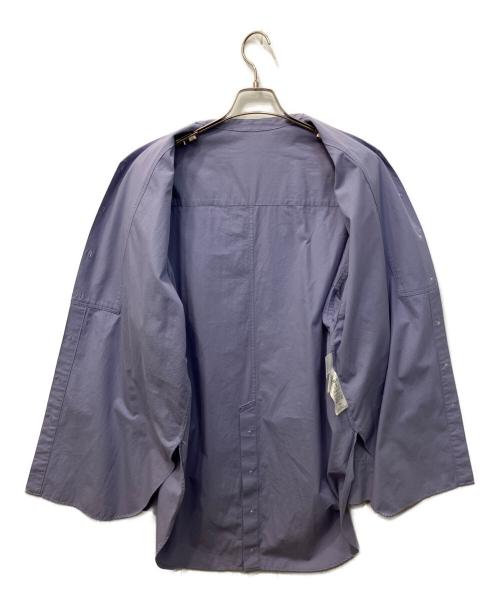 CITYSHOP（シティショップ）CITYSHOP (シティショップ) ノーカラーロングシャツ パープル サイズ:FREEの古着・服飾アイテム