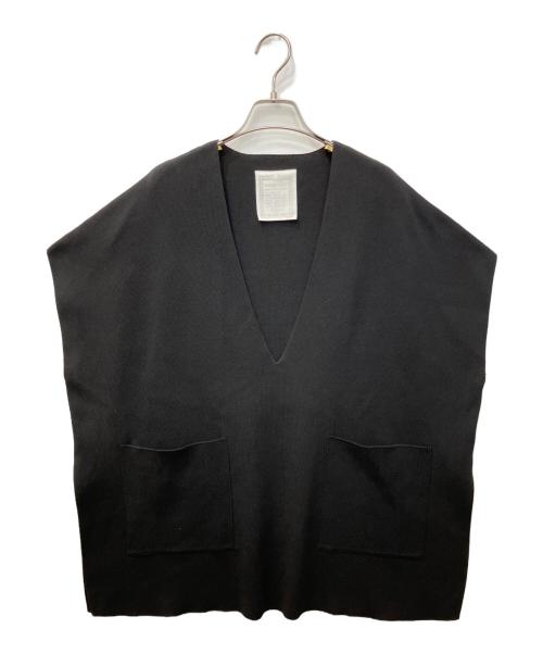 BEARDSLEY（ビアズリー）BEARDSLEY (ビアズリー) コットン スリット ロング Vネックニットベスト ブラック サイズ:FREEの古着・服飾アイテム