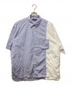 COMME des GARCONS HOMMEコムデギャルソン オム）の古着「ミックスストライプ ショートスリーブシャツ」｜ホワイト×ブルー