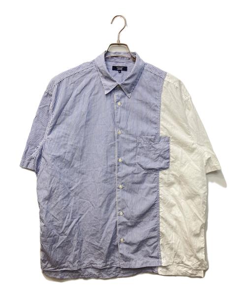 COMME des GARCONS HOMME（コムデギャルソン オム）COMME des GARCONS HOMME (コムデギャルソン オム) ミックスストライプ ショートスリーブシャツ ホワイト×ブルー サイズ:Lの古着・服飾アイテム