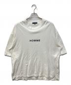COMME des GARCONS HOMMEコムデギャルソン オム）の古着「HOMMEプリントオーバーサイズ綿度詰天竺Tシャツ」｜ホワイト