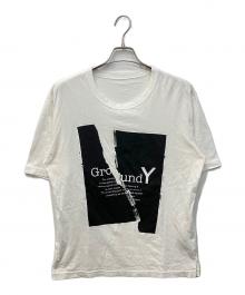GROUND Y（グラウンドワイ）の古着「cotton Jersey Basic short sleeves Crack/コットンジャージーベーシックショートスリーブスクラック Tシャツ」｜ホワイト