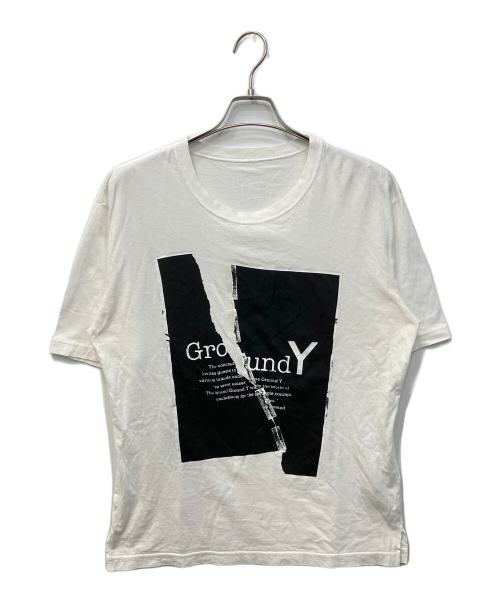 GROUND Y（グラウンドワイ）GROUND Y (グラウンドワイ) cotton Jersey Basic short sleeves Crack/コットンジャージーベーシックショートスリーブスクラック Tシャツ ホワイト サイズ:3の古着・服飾アイテム