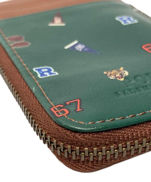 POLO RALPH LAUREN（ポロ・ラルフローレン）POLO RALPH LAUREN (ポロ・ラルフローレン) カレッジエイトマルチカードケース ブラウン×グリーンの古着・服飾アイテム