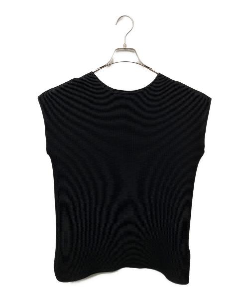 me ISSEY MIYAKE（ミーイッセイ ミヤケ）me ISSEY MIYAKE (ミーイッセイ ミヤケ) SQUARE STRETCH PLEATS ノースリーブカットソー ブラック サイズ:FREEの古着・服飾アイテム