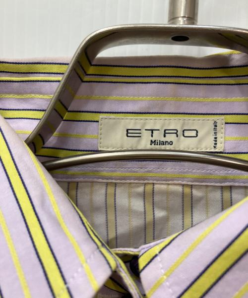 ETRO（エトロ）ETRO (エトロ) ストライプシャツ パープル×イエロー サイズ:42の古着・服飾アイテム