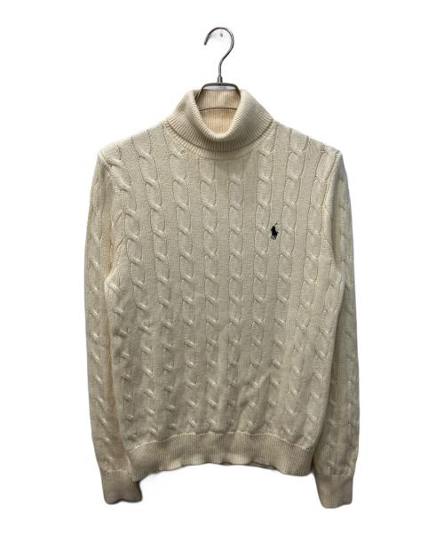 POLO RALPH LAUREN（ポロ・ラルフローレン）POLO RALPH LAUREN (ポロ・ラルフローレン) タートルネックケーブルニット アイボリー サイズ:Sの古着・服飾アイテム
