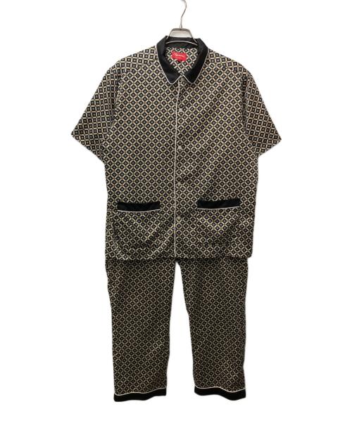 SUPREME（シュプリーム）SUPREME (シュプリーム) Satin Pajama Shirt セットアップ ベージュ×ブラック サイズ:Lの古着・服飾アイテム