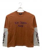 X-LARGEエクストララージ）の古着「TRIBAL LAYERED L/S TEE」｜グレー×ブラウン