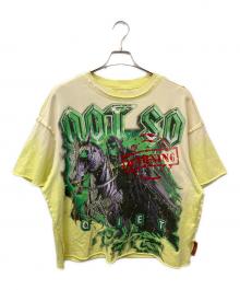 FIRST ROW（ファーストロウ）の古着「クロップドプリントTシャツ」｜イエロー