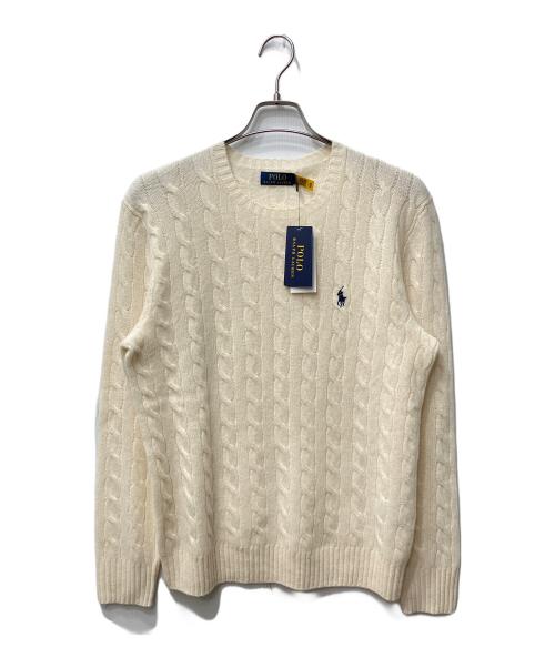 POLO RALPH LAUREN（ポロ・ラルフローレン）POLO RALPH LAUREN (ポロ・ラルフローレン) カシミヤブレンドクルーケーブルニット アイボリー サイズ:M 未使用品の古着・服飾アイテム