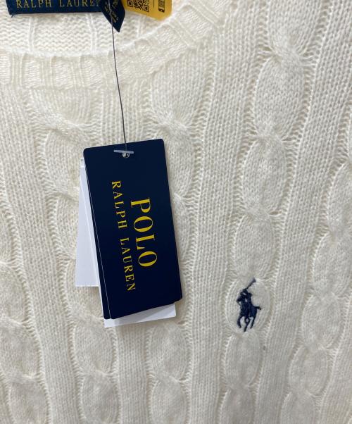 POLO RALPH LAUREN（ポロ・ラルフローレン）POLO RALPH LAUREN (ポロ・ラルフローレン) カシミヤブレンドクルーケーブルニット アイボリー サイズ:M 未使用品の古着・服飾アイテム