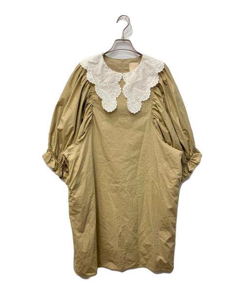 maison marble（メゾン マーブル）maison marble (メゾン マーブル) レースカラーワンピース カーキ サイズ:FREEの古着・服飾アイテム