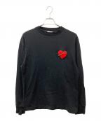 Palm Angelsパーム エンジェルス）の古着「Pin My Heart Bouclé Long Sleeve T-Shirt」｜ブラック