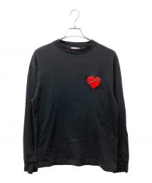 Palm Angels（パーム エンジェルス）の古着「Pin My Heart Bouclé Long Sleeve T-Shirt」｜ブラック