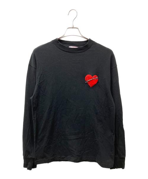 Palm Angels（パーム エンジェルス）Palm Angels (パーム エンジェルス) Pin My Heart Bouclé Long Sleeve T-Shirt ブラック サイズ:Mの古着・服飾アイテム