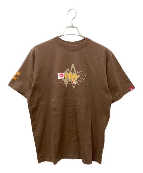 Quiksilver（クイックシルバー）Quiksilver (クイックシルバー) 大判プリントTシャツ ブラウン サイズ:Mの古着・服飾アイテム