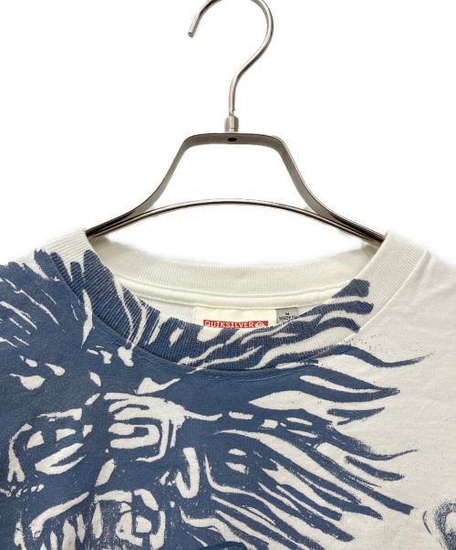 Quiksilver（クイックシルバー）Quiksilver (クイックシルバー) 大判プリントTシャツ ブルー×ホワイト サイズ:Mの古着・服飾アイテム