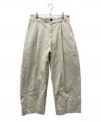STUDIO NICHOLSONスタジオ ニコルソン）の古着「SORTE PEACHEDCOTTON TWILL VOLUME PLEAT PANTS」｜アイボリー