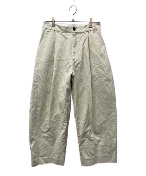 STUDIO NICHOLSON（スタジオ ニコルソン）STUDIO NICHOLSON (スタジオ ニコルソン) SORTE PEACHEDCOTTON TWILL VOLUME PLEAT PANTS アイボリー サイズ:Sの古着・服飾アイテム