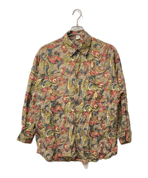 VINTAGE（ヴィンテージ）VINTAGE (ヴィンテージ) 総柄シルクシャツ オリーブ サイズ:記載なし(実寸参照)の古着・服飾アイテム
