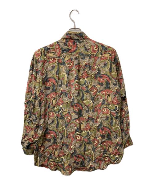 VINTAGE（ヴィンテージ）VINTAGE (ヴィンテージ) 総柄シルクシャツ オリーブ サイズ:記載なし(実寸参照)の古着・服飾アイテム