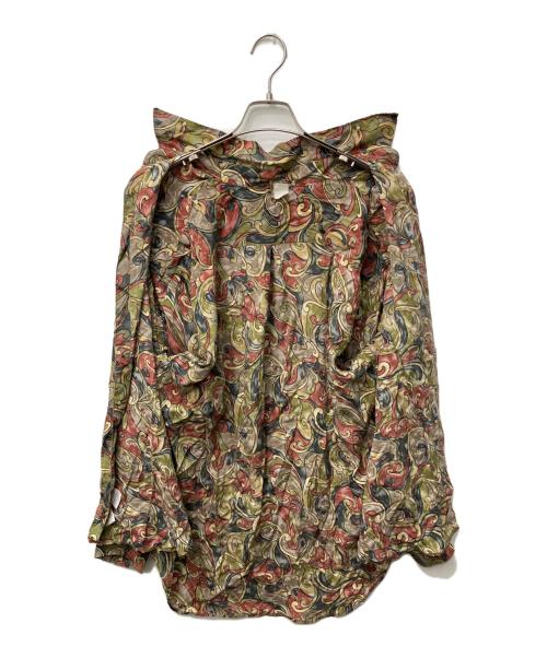 VINTAGE（ヴィンテージ）VINTAGE (ヴィンテージ) 総柄シルクシャツ オリーブ サイズ:記載なし(実寸参照)の古着・服飾アイテム