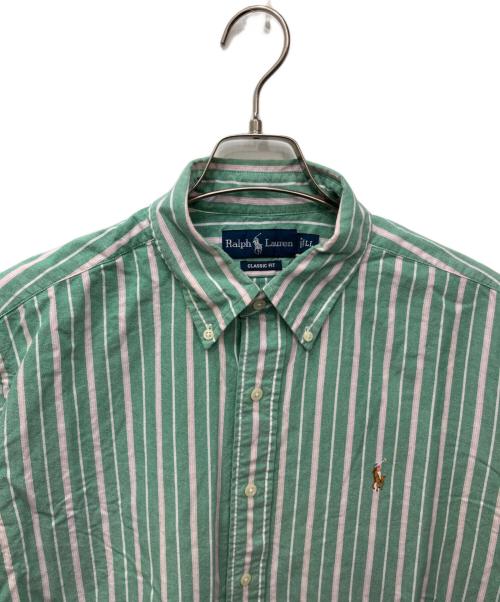 RALPH LAUREN（ラルフローレン）RALPH LAUREN (ラルフローレン) ストライプBDシャツ 黄緑 サイズ:XLの古着・服飾アイテム