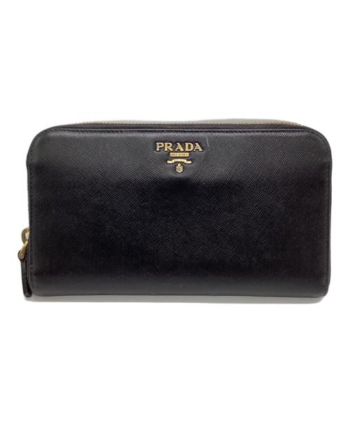 PRADA（プラダ）PRADA (プラダ) ラウンド ジップウォレット ブラックの古着・服飾アイテム