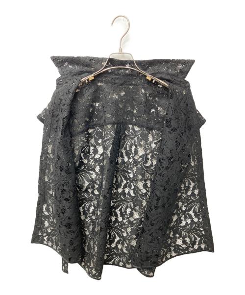 Noble（ノーブル）Noble (ノーブル) ボタニカルレースフレンチスリーブブラウス ブラック サイズ:FREEの古着・服飾アイテム