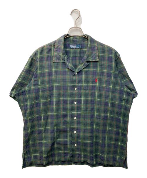 POLO RALPH LAUREN（ポロ・ラルフローレン）POLO RALPH LAUREN (ポロ・ラルフローレン) チェックオープンカラーシャツ ネイビー×グリーン サイズ:XLの古着・服飾アイテム