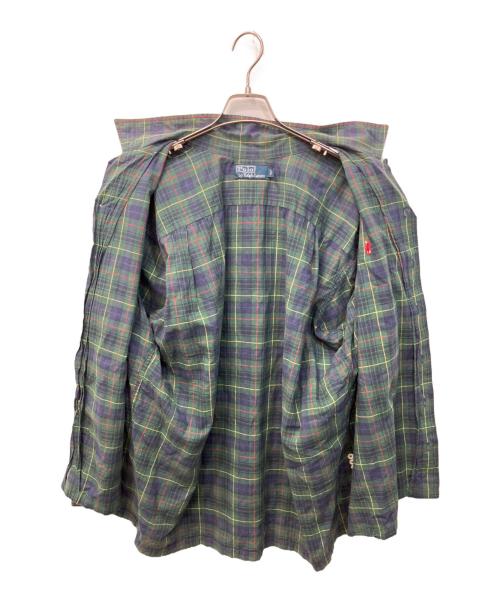 POLO RALPH LAUREN（ポロ・ラルフローレン）POLO RALPH LAUREN (ポロ・ラルフローレン) チェックオープンカラーシャツ ネイビー×グリーン サイズ:XLの古着・服飾アイテム