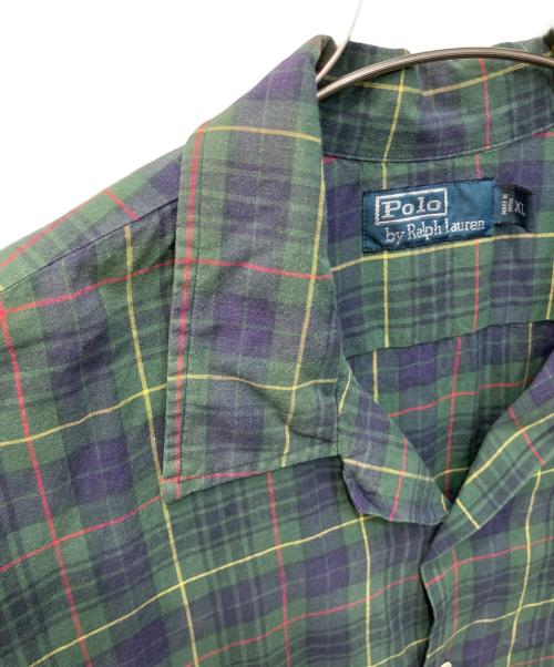 POLO RALPH LAUREN（ポロ・ラルフローレン）POLO RALPH LAUREN (ポロ・ラルフローレン) チェックオープンカラーシャツ ネイビー×グリーン サイズ:XLの古着・服飾アイテム