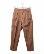 MARKAWAREマーカウェア）の古着「FRONT PLEATS PEGTOP ORGANIC WOOL TROPICAL/フロントプリーツペグトップオーガニックウールトロピカル パンツ」｜ブラウン