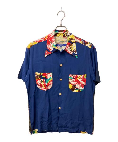 COMME des GARCONS JUNYA WATANABE MAN（コム デ ギャルソン ジュンヤ ワタナベ マン）COMME des GARCONS JUNYA WATANABE MAN Hawaiian moon (ハワイアンムーン) 背面ブラックレイヤーオーバープリントアロハシャツ ブルー サイズ:Mの古着・服飾アイテム