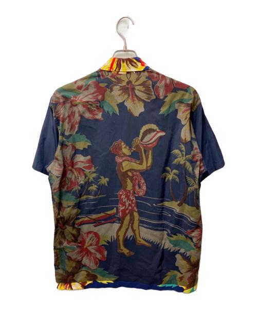 COMME des GARCONS JUNYA WATANABE MAN（コム デ ギャルソン ジュンヤ ワタナベ マン）COMME des GARCONS JUNYA WATANABE MAN Hawaiian moon (ハワイアンムーン) 背面ブラックレイヤーオーバープリントアロハシャツ ブルー サイズ:Mの古着・服飾アイテム