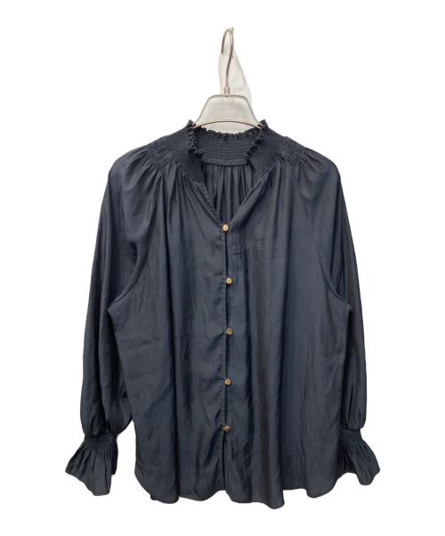NOLLEY'S sophi（ノーリーズソフィー）NOLLEY'S sophi (ノーリーズソフィー) ２ＷＡＹシャーリングブラウス ネイビー サイズ:36の古着・服飾アイテム