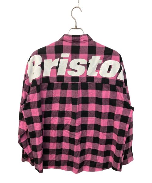 F.C.R.B.（エフシーレアルブリストル）F.C.R.B. (エフシーレアルブリストル) BIG LOGO FLANNEL BAGGY SHIRT/ビッグロゴフランネルバギーシャツ ブラック×ピンク サイズ:Sの古着・服飾アイテム