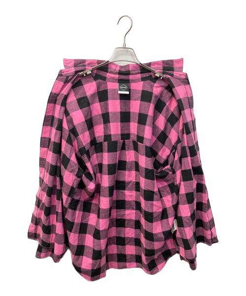 F.C.R.B.（エフシーレアルブリストル）F.C.R.B. (エフシーレアルブリストル) BIG LOGO FLANNEL BAGGY SHIRT/ビッグロゴフランネルバギーシャツ ブラック×ピンク サイズ:Sの古着・服飾アイテム
