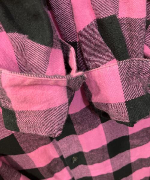 F.C.R.B.（エフシーレアルブリストル）F.C.R.B. (エフシーレアルブリストル) BIG LOGO FLANNEL BAGGY SHIRT/ビッグロゴフランネルバギーシャツ ブラック×ピンク サイズ:Sの古着・服飾アイテム