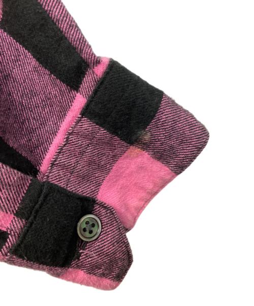 F.C.R.B.（エフシーレアルブリストル）F.C.R.B. (エフシーレアルブリストル) BIG LOGO FLANNEL BAGGY SHIRT/ビッグロゴフランネルバギーシャツ ブラック×ピンク サイズ:Sの古着・服飾アイテム