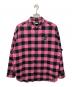 F.C.R.B.（エフシーレアルブリストル）の古着「BIG LOGO FLANNEL BAGGY SHIRT/ビッグロゴフランネルバギーシャツ」｜ブラック×ピンク