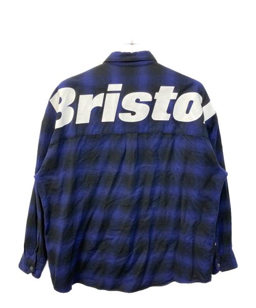F.C.R.B.（エフシーレアルブリストル）F.C.R.B. (エフシーレアルブリストル) FLANNEL BIG LOGO BAGGY SHIRT/フランネルビッグロゴバギーシャツ ブラック×ネイビー サイズ:Sの古着・服飾アイテム
