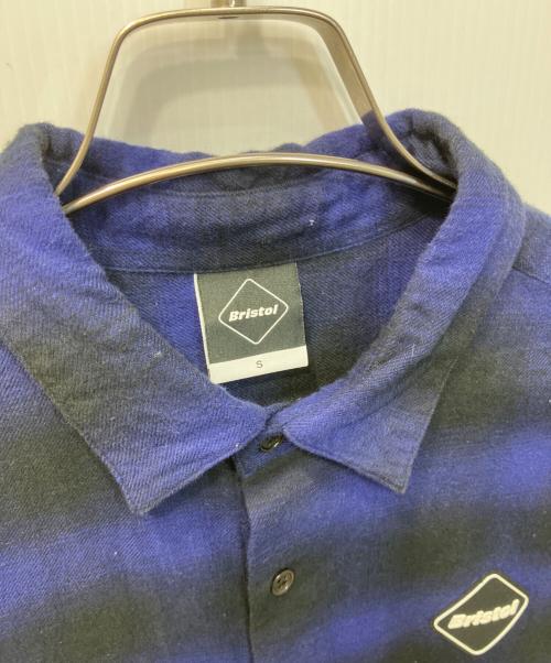F.C.R.B.（エフシーレアルブリストル）F.C.R.B. (エフシーレアルブリストル) FLANNEL BIG LOGO BAGGY SHIRT/フランネルビッグロゴバギーシャツ ブラック×ネイビー サイズ:Sの古着・服飾アイテム
