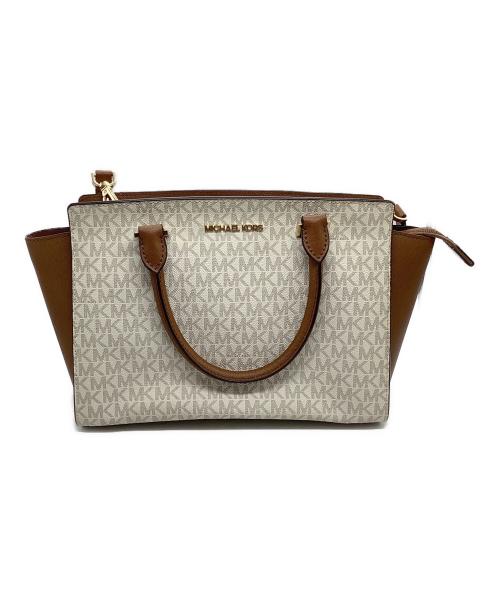 MICHAEL KORS（マイケルコース）MICHAEL KORS (マイケルコース) 総柄2wayバッグ ブラウン×アイボリーの古着・服飾アイテム