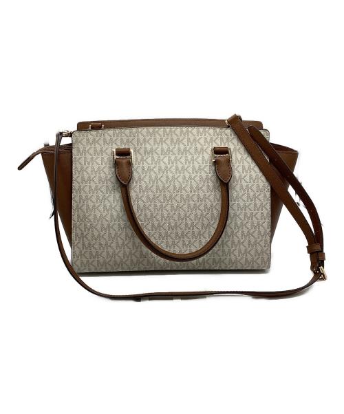 MICHAEL KORS（マイケルコース）MICHAEL KORS (マイケルコース) 総柄2wayバッグ ブラウン×アイボリーの古着・服飾アイテム